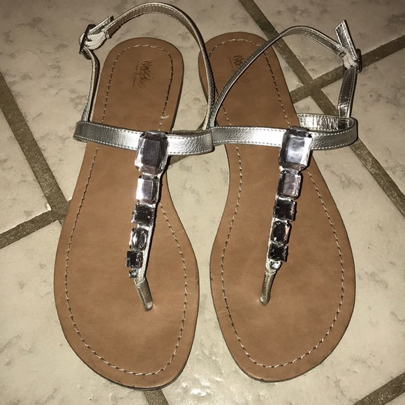 dressy silver flat sandals